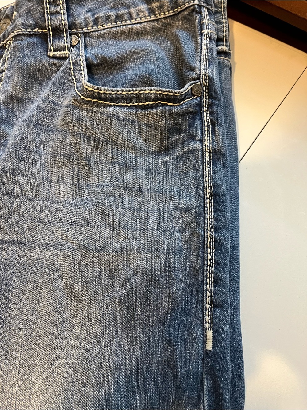 Classic men’s Rock and Roll Blue Denim Jeans - Casual Everyday Fit 34/30 - Picture 7 of 8